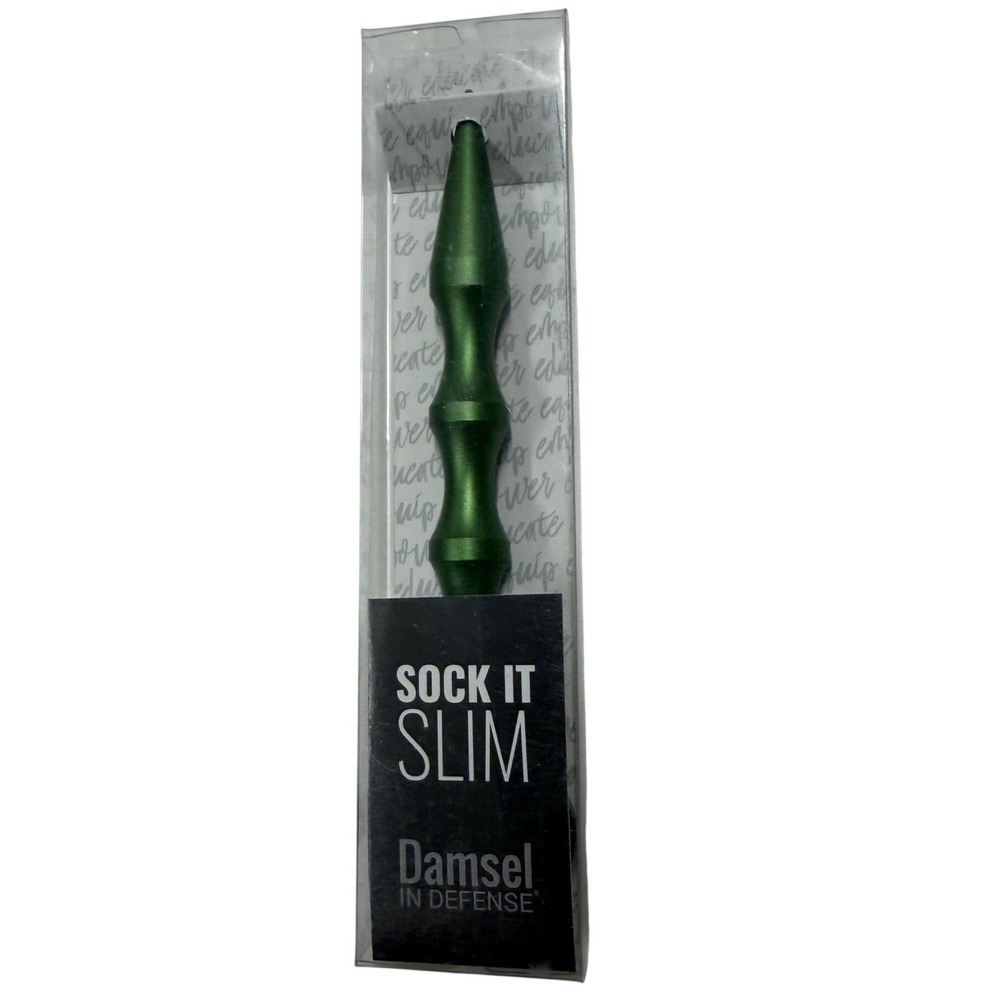 Damsel in Defense Sock It Slim Green Personal Safety Keychain Tool